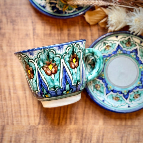 コーヒーカップ【9.5cm】バフチヨール工房｜ウズベキスタンの美しいうつわ（輸入食器・陶器）