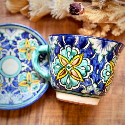 コーヒーカップ【9.5cm】バフチヨール工房｜ウズベキスタンの美しいうつわ（輸入食器・陶器）