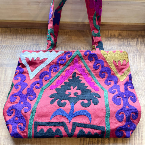 トートバッグ【A4横サイズ】手刺繍スザニ｜ウズベキスタンのかわいいバッグ・鞄（輸入ファッション・小物）