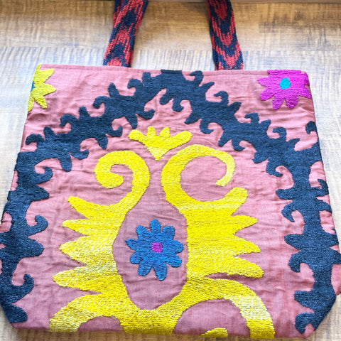 トートバッグ【A5サイズ】手刺繍スザニ｜ウズベキスタンのかわいいバッグ・鞄（輸入ファッション・小物）