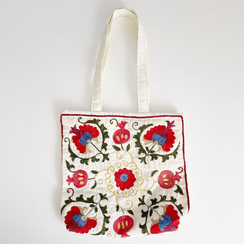 トートバッグ【B5】手刺繍スザニ｜ウズベキスタンのおしゃれなバッグ・鞄（輸入ファッション・小物）