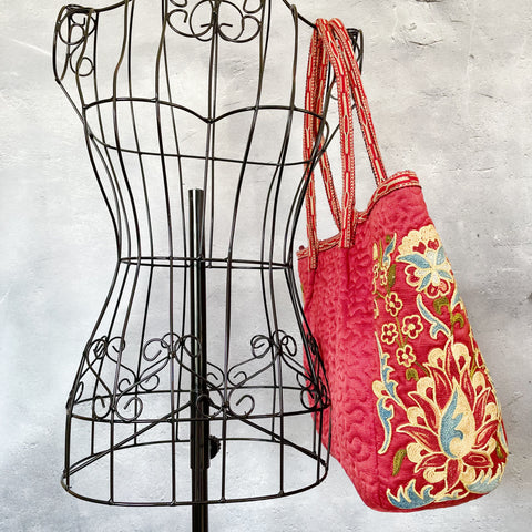 トートバッグ【A4横】手刺繍スザニ｜ウズベキスタンの可愛いバッグ・鞄（輸入ファッション・小物）税抜