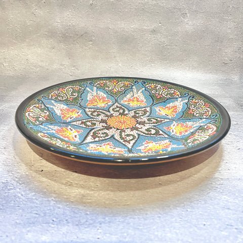 飾り皿／絵皿【23cm】リシタン陶器｜ウズベキスタンのおしゃれなうつわ（輸入食器・インテリア）
