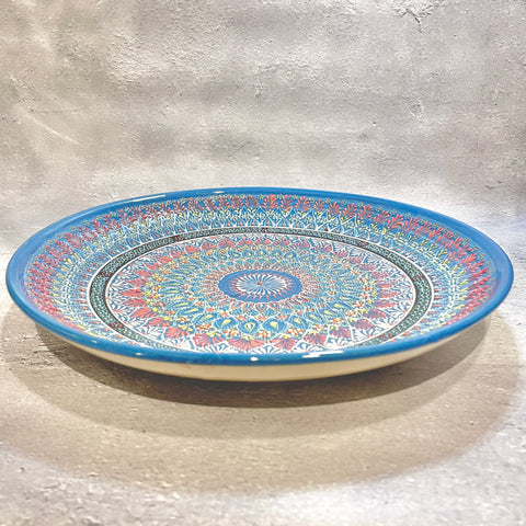 飾り皿／絵皿【27cm】リシタン陶器｜ウズベキスタンのおしゃれなうつわ（輸入食器・インテリア）