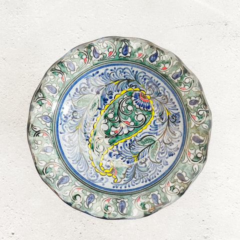 絵皿/飾り皿【15.5cm】リシタン陶器｜ウズベキスタンのおしゃれなうつわ（輸入インテリア・雑貨）