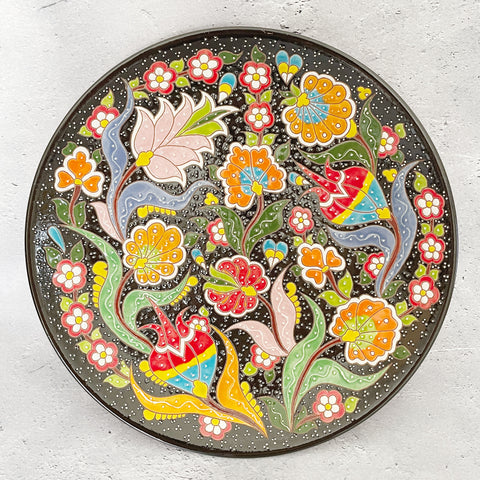 飾り皿/絵皿【32cm】リシタン陶器｜ウズベキスタンのおしゃれなうつわ（輸入インテリア・雑貨）